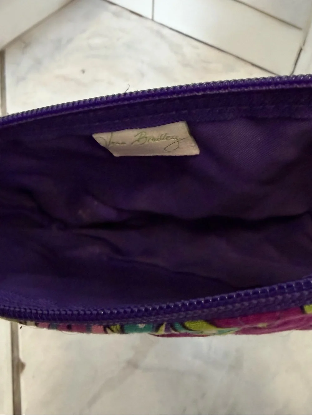 Vera Bradley Quilted Floral Paisley Cosmetic Wristlet/ makeup bag - Purple Multi
